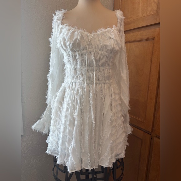 NWT Sabo Luxe Trinity Dress XS White Boho Puff Sleeve Mini - Picture 2 of 10